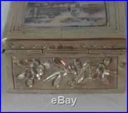 Qing Dynasty antique Chinese solid silver box with mother of pearl panel
