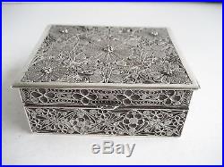 Quality Chinese Export Silver Filigree Wire Work Trinket or Cigarette Box