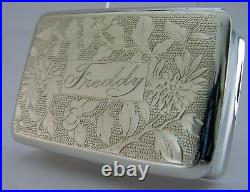 RARE ANTIQUE CHINESE EXPORT SOLID SILVER SNUFF BOX c1860 ENG FREDDY VICTORIAN