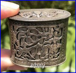 RARE ANTIQUE CHINESE SILVER OPIUM Tobacco CONTAINER HIDDEN STASH STAMPED ASIAN