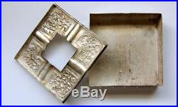 RARE & BOXED Chinese/Asian solid SILVER 900 cigarette CASE & LIGHTE- HOLDER set