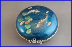 RARE CLOISONNE Silver Wire CRAYFISH BOX plate vase chinese