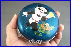RARE CLOISONNE Silver Wire PANDA TABLE TENNIS OLYMPICS BOX plate vase chinese