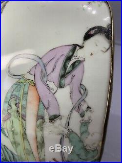 ROSE FAMILLE antique chinese pottery shard vase silver jewelry box porcelain art