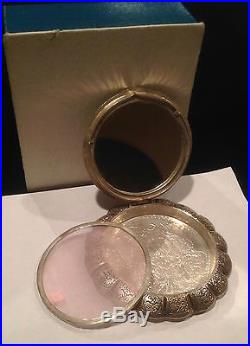 Rare 19th Century China Chinese Dragon Silver Export Powder Compact With Box