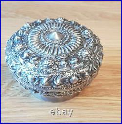 Rare Antique 19th Century Chinese Solid Silver Container Box Signed