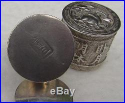 Rare Antique 19th Century Chinese Solid Silver Opium / Snuff Box Signed