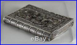 Rare Antique Chinese Book Form Silver Filigree Calling Card Case