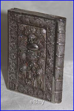 Rare Antique Chinese Book Form Silver Filigree Calling Card Case