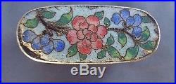 Rare Antique Chinese Cloisonne On Silver Opium Container