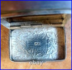 Rare Antique Chinese Export Silver Snuff Box/Vinaigrette, Mun Kee, Canton, c1870