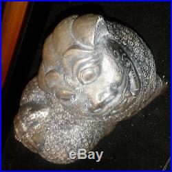 Rare Antique Chinese Export Sterling Silver Kylin Foo Dog Betel Nut Tobacco Box