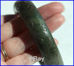 Rare Antique Chinese Green Nephrite Jade Bangle Enameled jeweled Silver Box