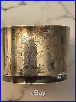 Rare Antique Chinese Silver Covered Box Floral Decoration
