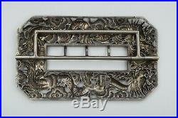 Rare Antique Chinese Silver Export Buckle Dragons