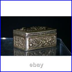 Rare Antique Chinese rectangular Sterling Silver Snuff box 19th century