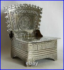 Rare Antique Kwan Wo Chinese Export Silver Throne Salt Box Circa 1890s
