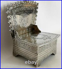 Rare Antique Kwan Wo Chinese Export Silver Throne Salt Box Circa 1890s