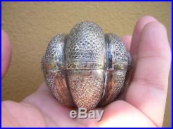 Rare Antique Ornate Chinese Sterling Silver Pumpkin Gourd Box 1700s-1800s. #1