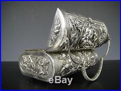 Rare Beautiful Chinese Solid Silver Jewelry Box With Bird&Fish. 19th C. Marked