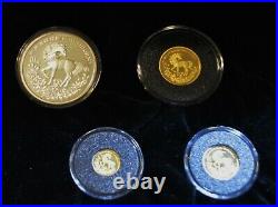 Rare China Chinese Unicorn. 999 Gold Silver Proof 1994 Boxes COA Free Shipping