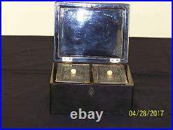 Rare Chinese Qing Dy Paktong Hand Carved Pewter Export Lacquer Tea Caddy Box