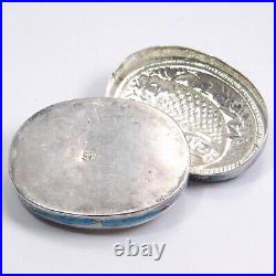 Rare Chinese Silver Enamel Koi Pill Box Trinket Box