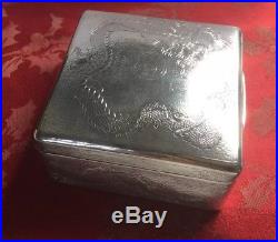 Rare Chinese Silver Shanghai Engineers Club Cigarette Or Trinket Box Approx 360g