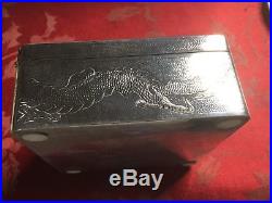Rare Chinese Silver Shanghai Engineers Club Cigarette Or Trinket Box Approx 360g