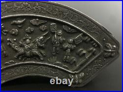 Rare Chinese pure silver figure design bridge type rouge box