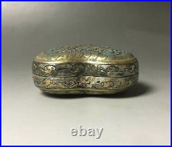 Rare Chinese silver gilt dragon design rouge box