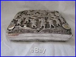 Rare, Imperial Chinese Export Silver Cigarette Case, Gold Inlay, Top Quality