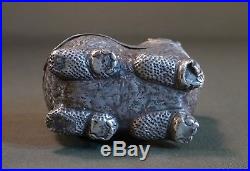 Rare Late 19th Century Chinese Export Foo Lion Foo Dog Box Coin Silver Marked