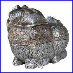 Rare Late 19th Century Chinese Export Foo Lion Foo Dog Box signed Silver