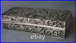 Rare Old Chinese Tibetan Silver Handwork Carved Dragon Statue Boxes