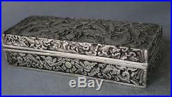 Rare Old Chinese Tibetan silver handwork carved Dragon Statue Boxes Z01
