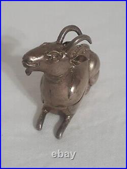 Rare Vintage Cambodian/Asian Ram Pure Silver Ceremonial Ram Figurine Trinket Box