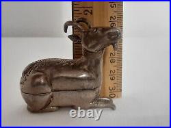 Rare Vintage Cambodian/Asian Ram Pure Silver Ceremonial Ram Figurine Trinket Box