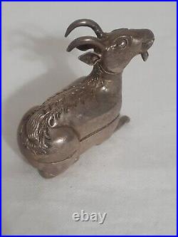 Rare Vintage Cambodian/Asian Ram Pure Silver Ceremonial Ram Figurine Trinket Box