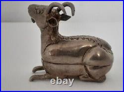 Rare Vintage Cambodian/Asian Ram Pure Silver Ceremonial Ram Figurine Trinket Box