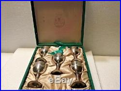 Rare Vintage Chinese Export Silver Cordial Glasses Original Box-Set of 5