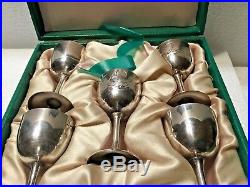 Rare Vintage Chinese Export Silver Cordial Glasses Original Box-Set of 5