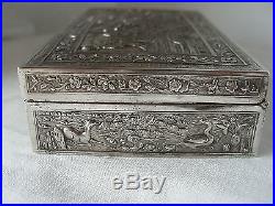 Rare antique Chinese China solid silver box case ship from New York