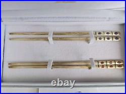 SILLA. 800 Sterling Silver Chopsticks & Spoons Set with Box Korean NEW