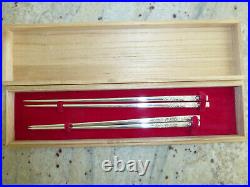 STERLING SILVER 950 PAIR JAPANESE CHOPSTICKS 56g 1.97 oz ENGRAVED FLORAL DESIGN