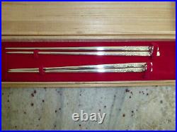 STERLING SILVER 950 PAIR JAPANESE CHOPSTICKS 56g 1.97 oz ENGRAVED FLORAL DESIGN