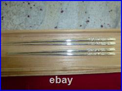 STERLING SILVER 950 PAIR JAPANESE CHOPSTICKS 56g 1.97 oz ENGRAVED FLORAL DESIGN