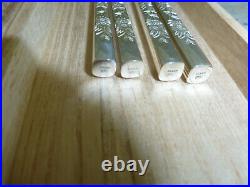 STERLING SILVER 950 PAIR JAPANESE CHOPSTICKS 56g 1.97 oz ENGRAVED FLORAL DESIGN