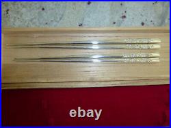 STERLING SILVER 950 PAIR JAPANESE CHOPSTICKS 56g 1.97 oz ENGRAVED FLORAL DESIGN