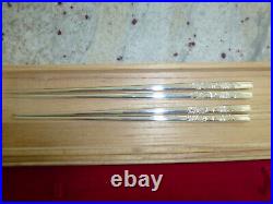 STERLING SILVER 950 PAIR JAPANESE CHOPSTICKS 56g 1.97 oz ENGRAVED FLORAL DESIGN